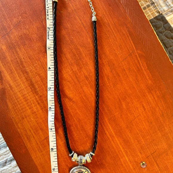 Napier leather braided cord initial necklace - Picture 2 of 6